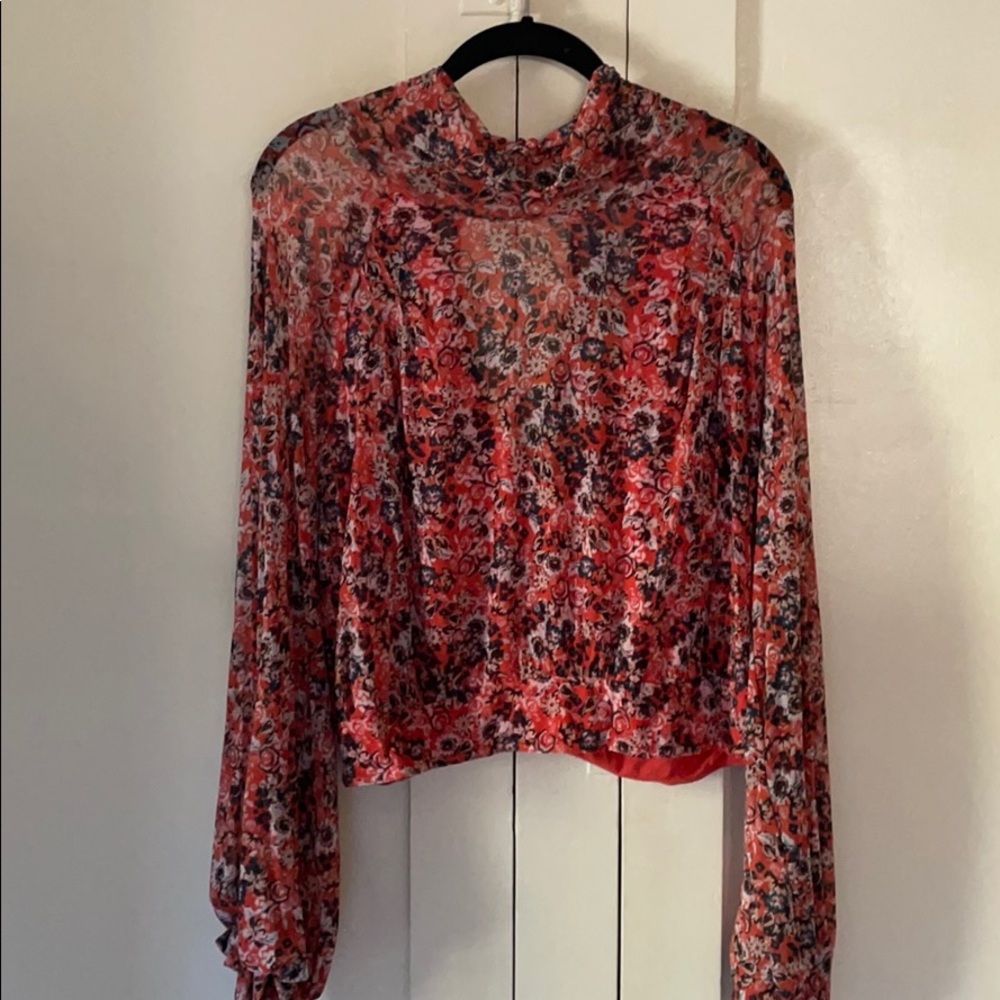 Long sleeve mesh crop top